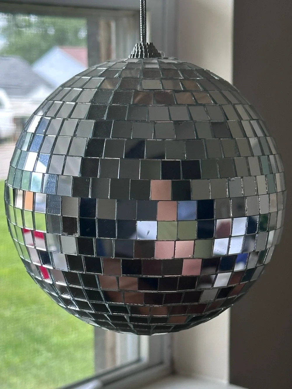 6 in Mini Silver Mirrored Disco Ball Party Decoration - Hanging Mirror Sphere